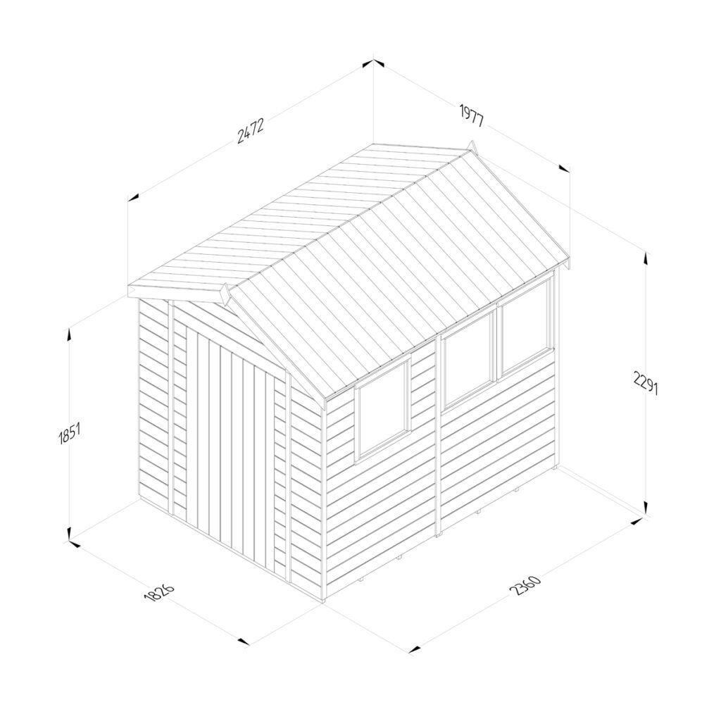 Timberdale 8×6 Apex Shed – Three Windows  with Installation 5013053194683 2